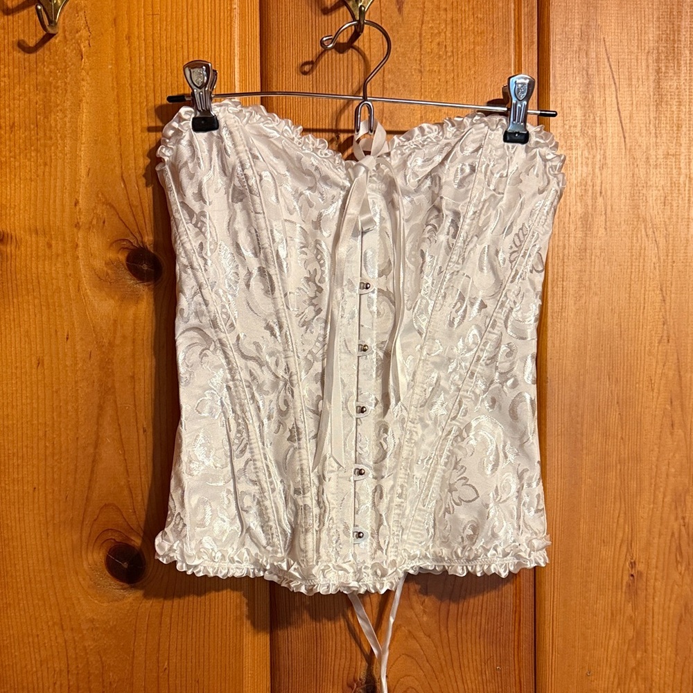 Elegant White Brocade Corset Top